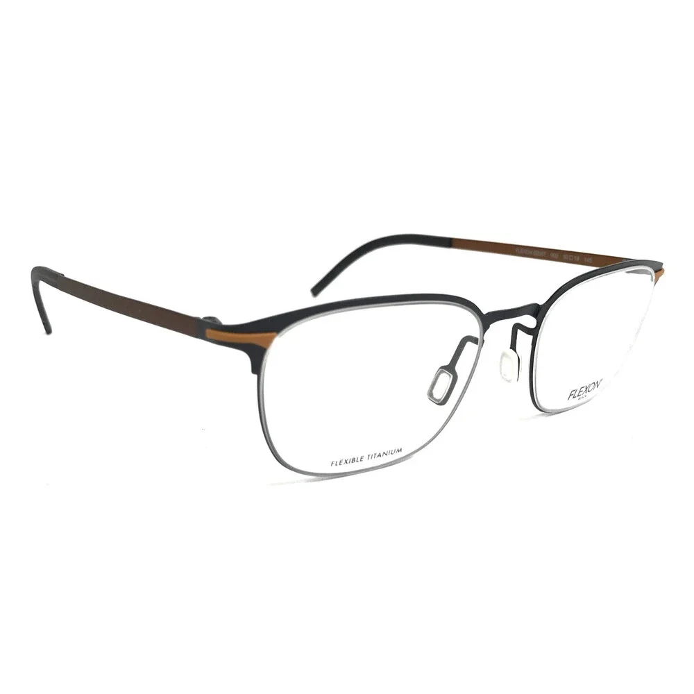 Flexon Eyeglasses Frames B2007 002 Black Copper Brown Rectangle 50-19-145